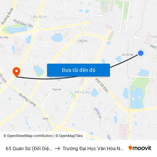 65 Quán Sứ (Đối Diện 80 Quán Sứ) to Trường Đại Học Văn Hóa Nghệ Thuật Quân Đội map