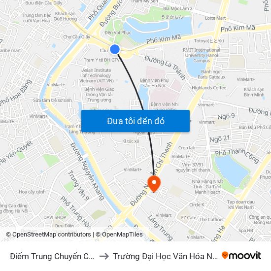 Điểm Trung Chuyển Cầu Giấy - Gtvt 02 to Trường Đại Học Văn Hóa Nghệ Thuật Quân Đội map