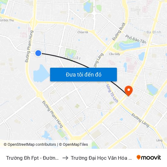 Trường Đh Fpt - Đường Tôn Thất Thuyết to Trường Đại Học Văn Hóa Nghệ Thuật Quân Đội map