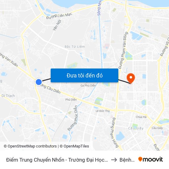 Điểm Trung Chuyển Nhổn - Trường Đại Học Công Nghiệp Hà Nội - Đường 32 to Bệnh Viện E map