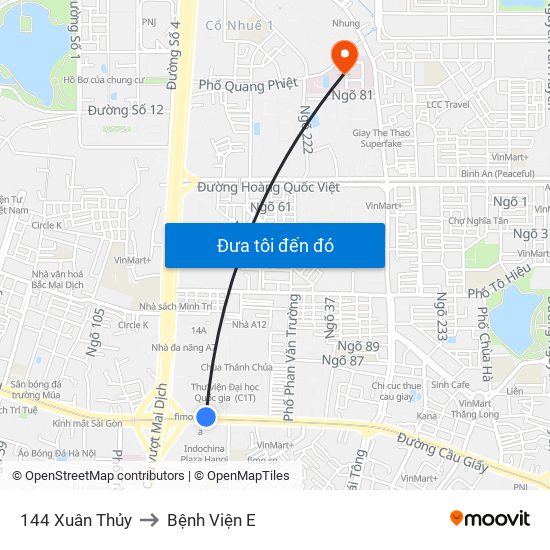 Gần Nhà Sách Sư Phạm (Đại Học Sư Phạm Hà Nội) - 136 Xuân Thủy to Bệnh Viện E map