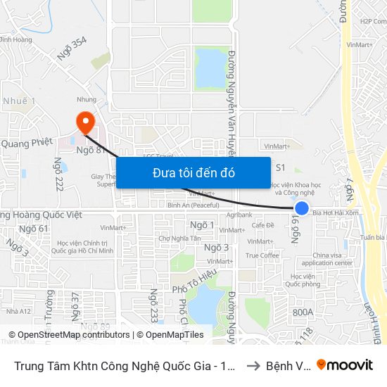 Trung Tâm Khtn Công Nghệ Quốc Gia - 18 Hoàng Quốc Việt to Bệnh Viện E map
