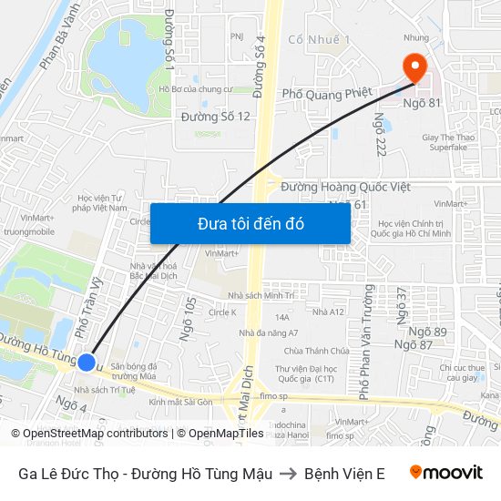 Ga Lê Đức Thọ - Đường Hồ Tùng Mậu to Bệnh Viện E map