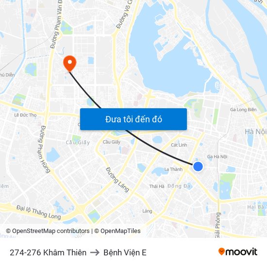 274-276 Khâm Thiên to Bệnh Viện E map