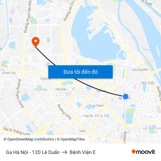 Ga Hà Nội - 120 Lê Duẩn to Bệnh Viện E map