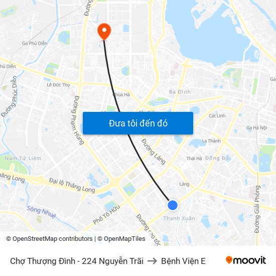 Chợ Thượng Đình - 224 Nguyễn Trãi to Bệnh Viện E map