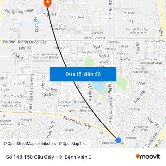 Số 148-150 Cầu Giấy to Bệnh Viện E map