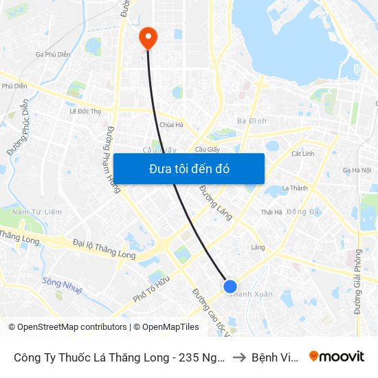 Công Ty Thuốc Lá Thăng Long - 235 Nguyễn Trãi to Bệnh Viện E map