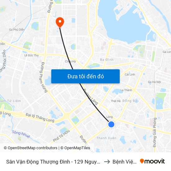 Sân Vận Động Thượng Đình - 129 Nguyễn Trãi to Bệnh Viện E map