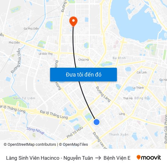 Làng Sinh Viên Hacinco - Nguyễn Tuân to Bệnh Viện E map