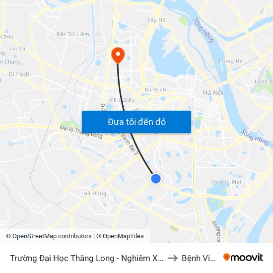 Trường Đại Học Thăng Long - Nghiêm Xuân Yêm to Bệnh Viện E map