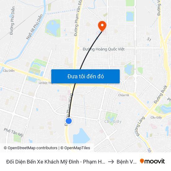 Đối Diện Bến Xe Khách Mỹ Đình - Phạm Hùng (Cột Trước) to Bệnh Viện E map