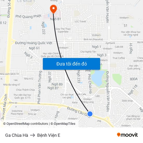 Ga Chùa Hà to Bệnh Viện E map