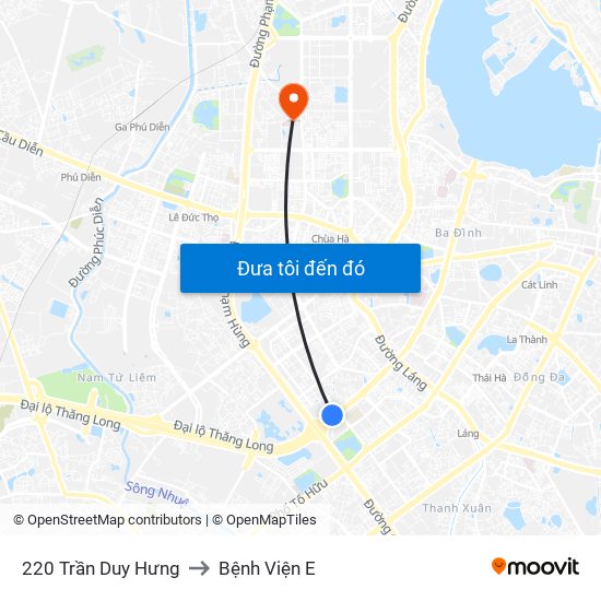 220 Trần Duy Hưng to Bệnh Viện E map