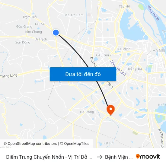 Điểm Trung Chuyển Nhổn - Vị Trí Đỗ Tuyến 20, 29, 32 (Chiều Sơn Tây - Hà Nội)- Đường 32 to Bệnh Viện K Cơ Sở Tân Triều map