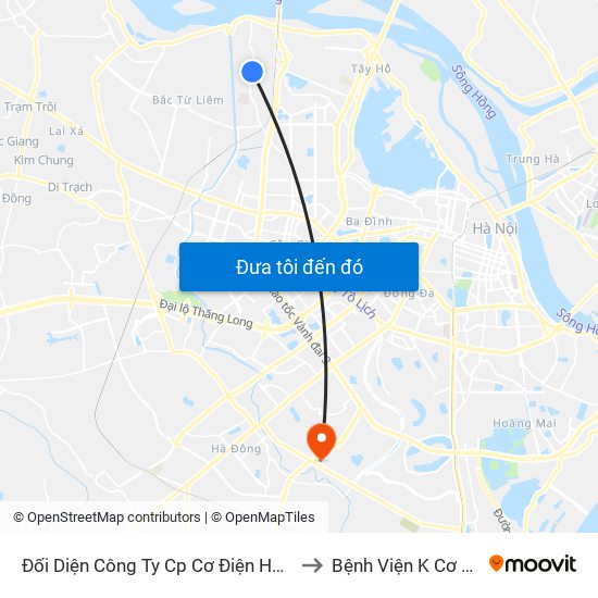 Đối Diện Công Ty Cp Cơ Điện Hn- Đường Đức Thắng to Bệnh Viện K Cơ Sở Tân Triều map