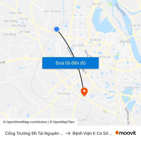 Cổng Trường Đh Tài Nguyên Môi Trường to Bệnh Viện K Cơ Sở Tân Triều map