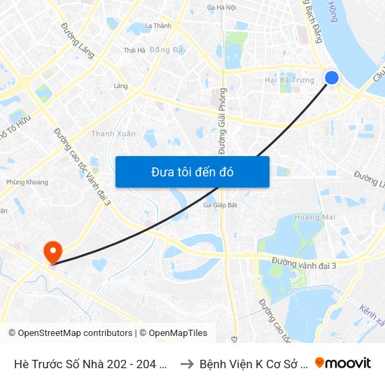 Hè Trước Số Nhà 202 - 204 Nguyễn Khoái to Bệnh Viện K Cơ Sở Tân Triều map