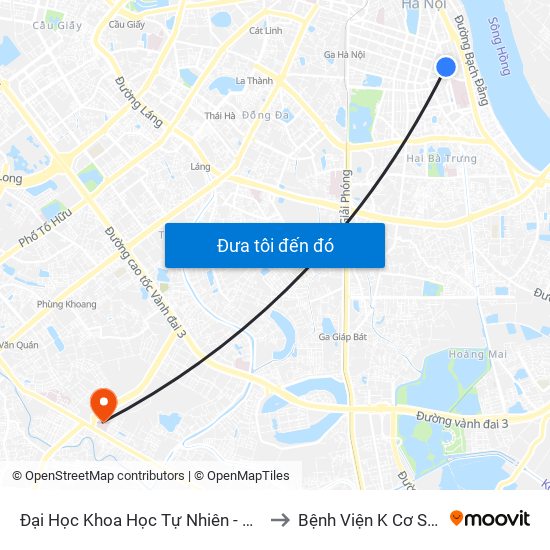 Đại Học Khoa Học Tự Nhiên - 19 Lê Thánh Tông to Bệnh Viện K Cơ Sở Tân Triều map