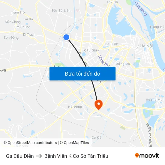 Ga Cầu Diễn to Bệnh Viện K Cơ Sở Tân Triều map