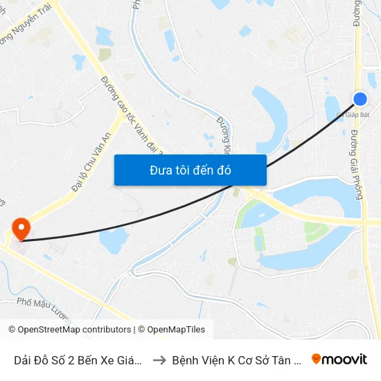 Dải Đỗ Số 2 Bến Xe Giáp Bát to Bệnh Viện K Cơ Sở Tân Triều map