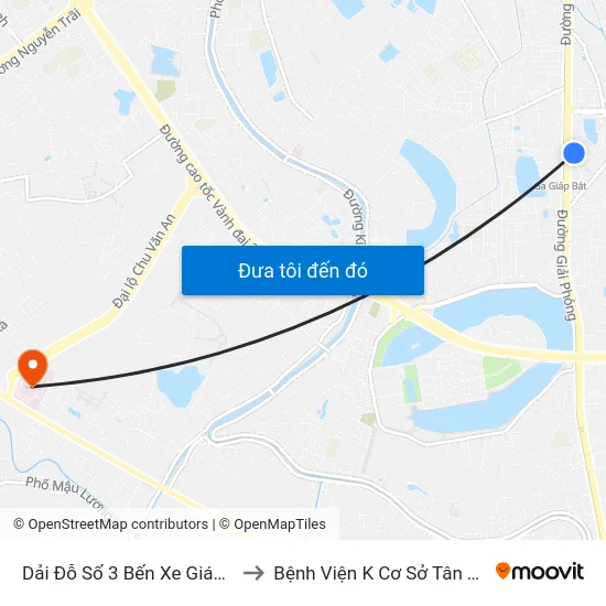 Dải Đỗ Số 3 Bến Xe Giáp Bát to Bệnh Viện K Cơ Sở Tân Triều map