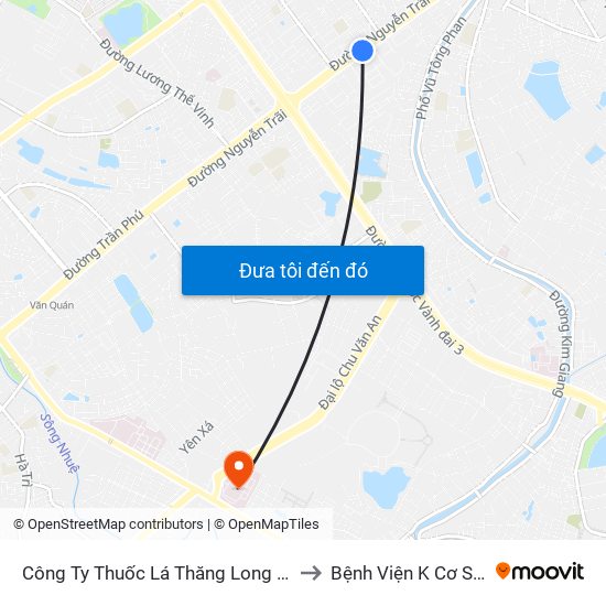 Công Ty Thuốc Lá Thăng Long - 235 Nguyễn Trãi to Bệnh Viện K Cơ Sở Tân Triều map