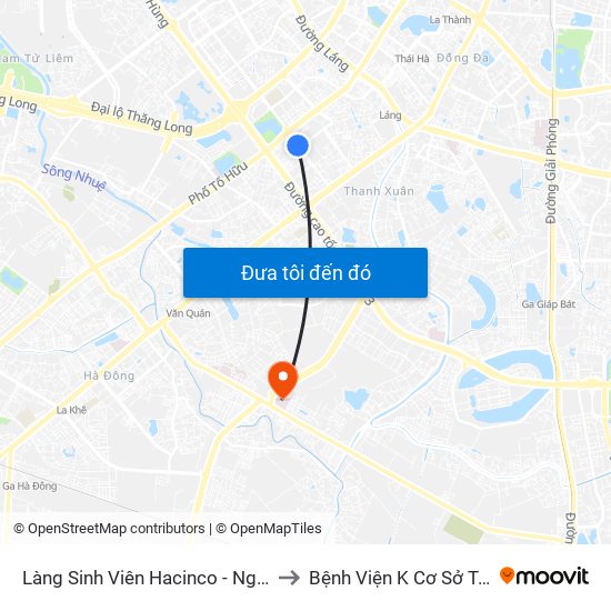 Làng Sinh Viên Hacinco - Nguyễn Tuân to Bệnh Viện K Cơ Sở Tân Triều map