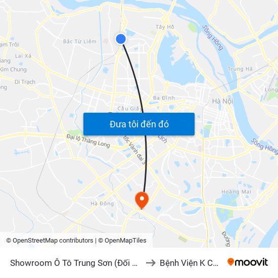 Showroom Ô Tô Trung Sơn (Đối Diện 315 Phạm Văn Đồng) to Bệnh Viện K Cơ Sở Tân Triều map