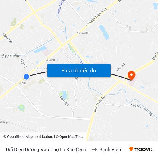 Đối Diện Đường Vào Chợ La Khê (Qua Ga Metro La Khê) - 405 Quang Trung (Hà Đông) to Bệnh Viện K Cơ Sở Tân Triều map