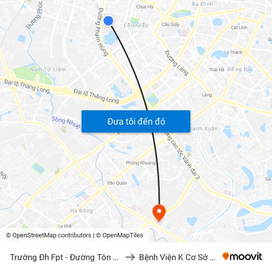 Trường Đh Fpt - Đường Tôn Thất Thuyết to Bệnh Viện K Cơ Sở Tân Triều map