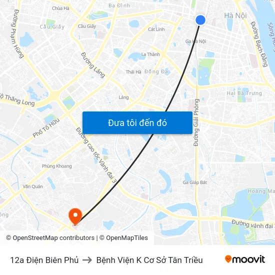 12a Điện Biên Phủ to Bệnh Viện K Cơ Sở Tân Triều map