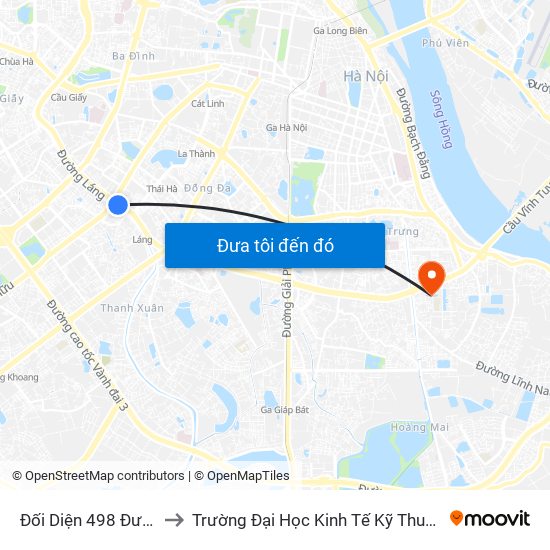 Đối Diện 498 Đường Láng to Trường Đại Học Kinh Tế Kỹ Thuật Công Nghiệp map