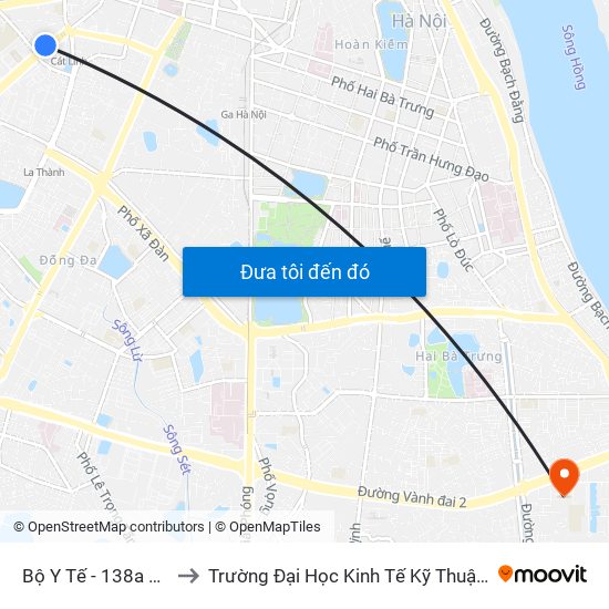 Bộ Y Tế - 138a Giảng Võ to Trường Đại Học Kinh Tế Kỹ Thuật Công Nghiệp map