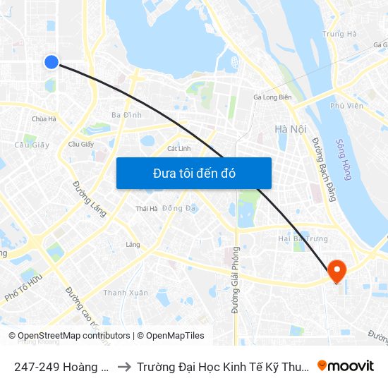 247-249 Hoàng Quốc Việt to Trường Đại Học Kinh Tế Kỹ Thuật Công Nghiệp map