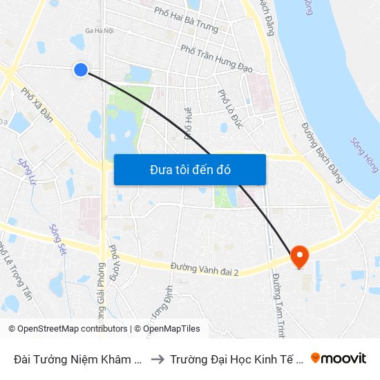 Đài Tưởng Niệm Khâm Thiên - 45 Khâm Thiên to Trường Đại Học Kinh Tế Kỹ Thuật Công Nghiệp map