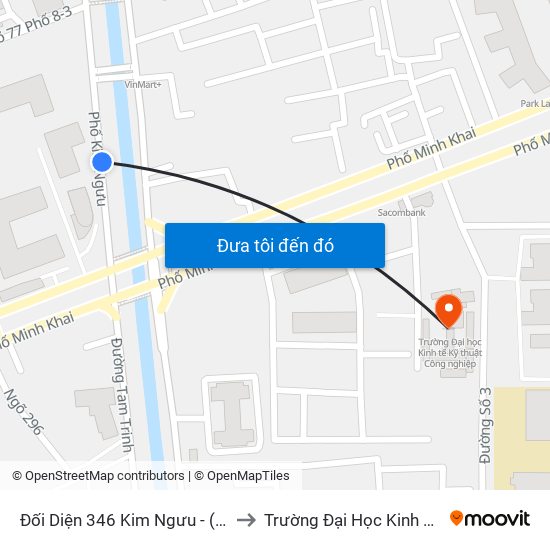 Giữa Số Nhà 613-615 Kim Ngưu to Trường Đại Học Kinh Tế Kỹ Thuật Công Nghiệp map