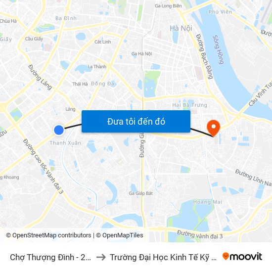 Chợ Thượng Đình - 224 Nguyễn Trãi to Trường Đại Học Kinh Tế Kỹ Thuật Công Nghiệp map