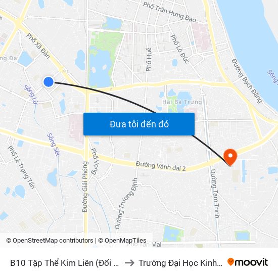 B10 Tập Thể Kim Liên (Đối Diện Ngõ 46b Phạm Ngọc Thạch) to Trường Đại Học Kinh Tế Kỹ Thuật Công Nghiệp map