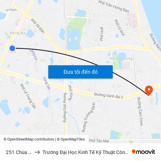 251 Chùa Bộc to Trường Đại Học Kinh Tế Kỹ Thuật Công Nghiệp map