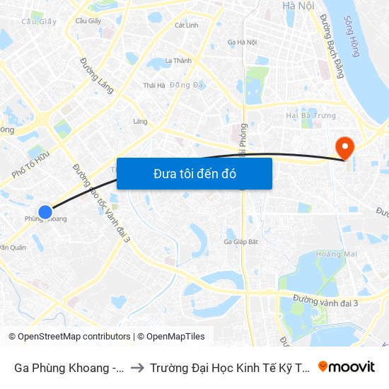 Ga Phùng Khoang - 81 Trần Phú to Trường Đại Học Kinh Tế Kỹ Thuật Công Nghiệp map