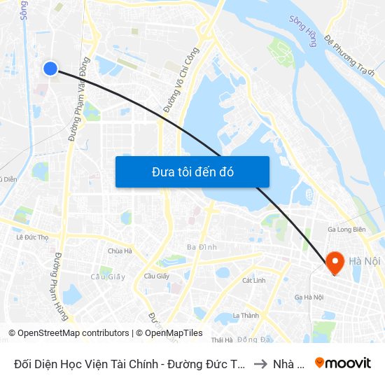 Đối Diện Học Viện Tài Chính - Đường Đức Thắng to Nhà A1 map