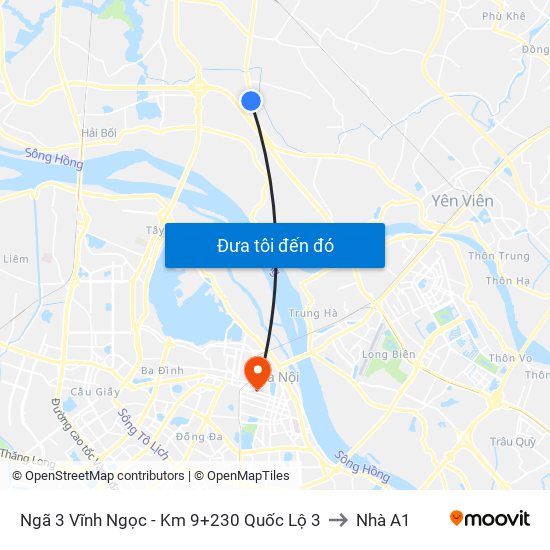 Ngã 3 Vĩnh Ngọc - Km 9+230 Quốc Lộ 3 to Nhà A1 map