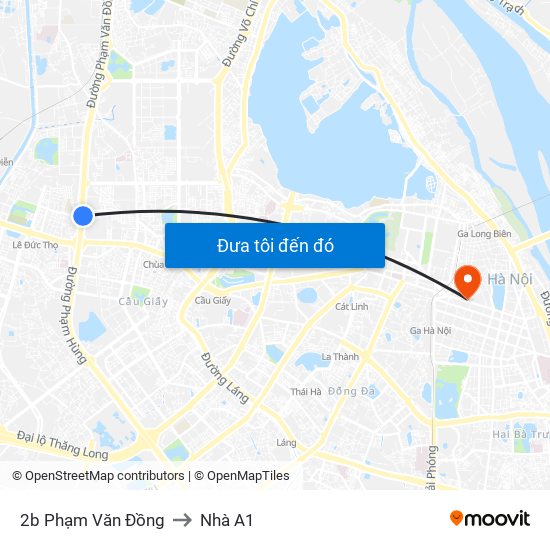 2b Phạm Văn Đồng to Nhà A1 map