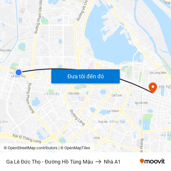 Ga Lê Đức Thọ - Đường Hồ Tùng Mậu to Nhà A1 map