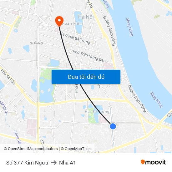 Số 377 Kim Ngưu to Nhà A1 map