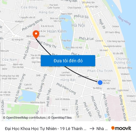 Đại Học Khoa Học Tự Nhiên - 19 Lê Thánh Tông to Nhà A1 map