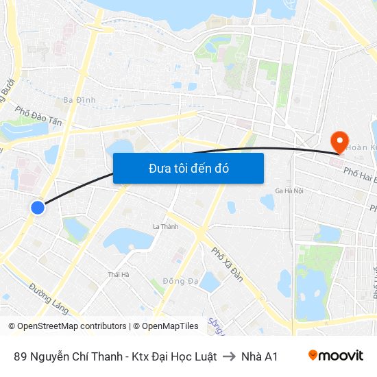 89 Nguyễn Chí Thanh - Ktx Đại Học Luật to Nhà A1 map