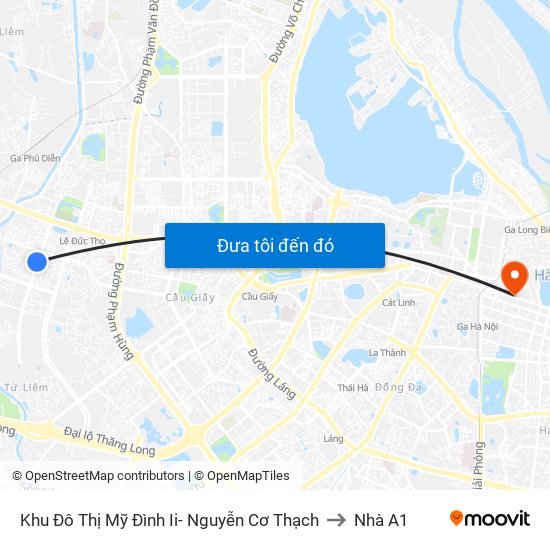 Khu Đô Thị Mỹ Đình Ii- Nguyễn Cơ Thạch to Nhà A1 map