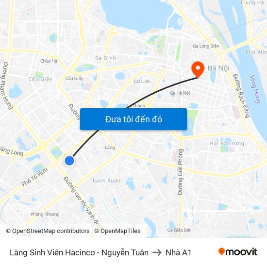 Làng Sinh Viên Hacinco - Nguyễn Tuân to Nhà A1 map